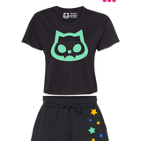 LOGO CROP TEE IN TEAL