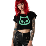LOGO CROP TEE IN TEAL